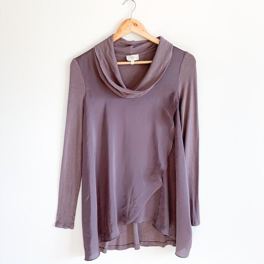 ✨ Anthropologie Deletta Cowl Neck Drape Front Long Sleeve Tunic Top Extra Small - Picture 3 of 9